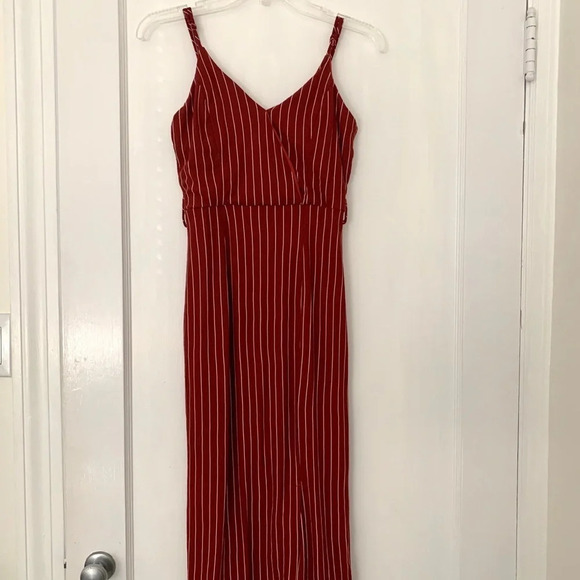 BURNT Umber color form fitting stripes dress, XS-S - Picture 2 of 15